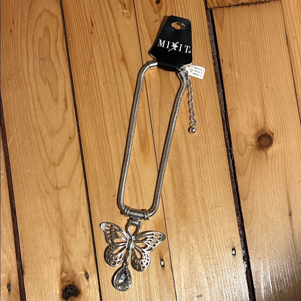 Mixit Silver Butterfly Charm Necklace